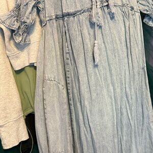 Light Blue Denim Dress with Tassel Details FREE PEOPLE